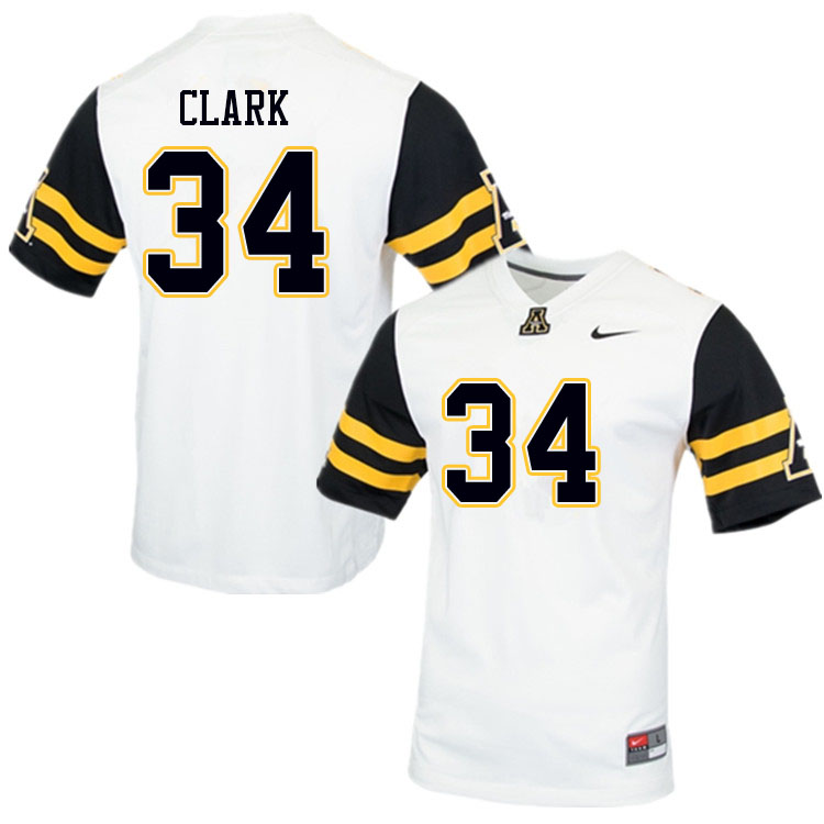 Men #34 Nakendrick Clark Appalachian State Mountaineers College Football Jerseys Sale-White